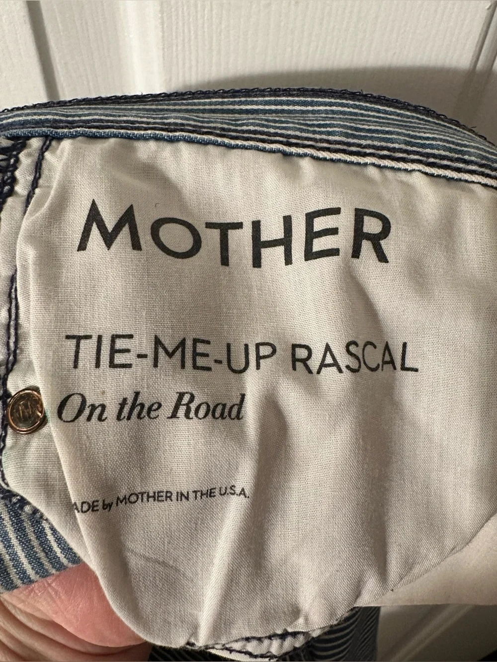 MOTHER 30 Tie Me Up Rascal Down The Road Striped Lo Rise Railroad Skinny Jean